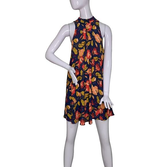 Free People Intimately Dress Size L Halter High Neck Autumn Tones Floral Print - Picture 1 of 12
